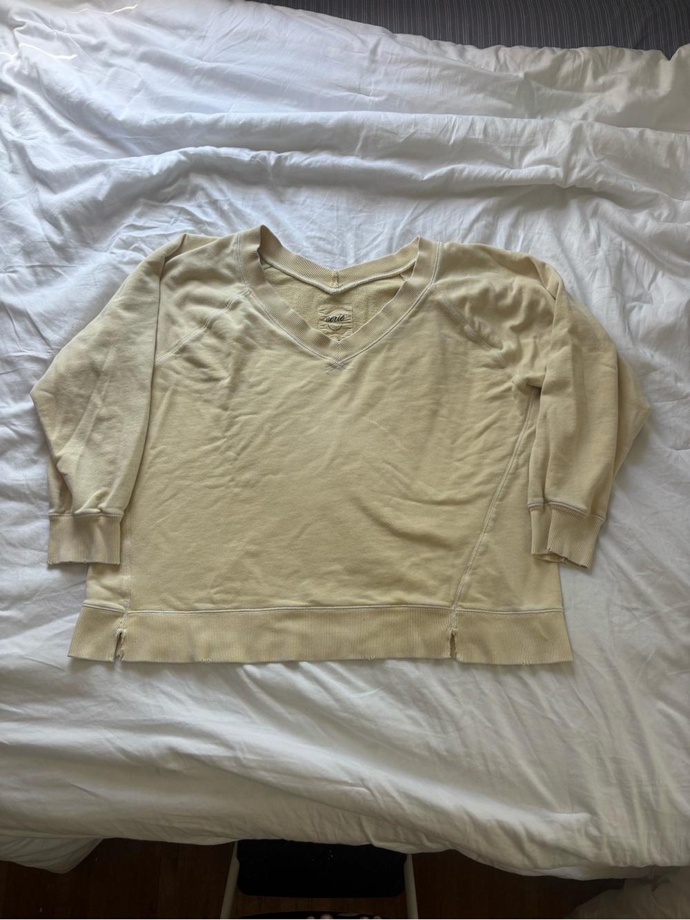 aerie Butter Yellow V-Neck Pullover Sweatshirt
